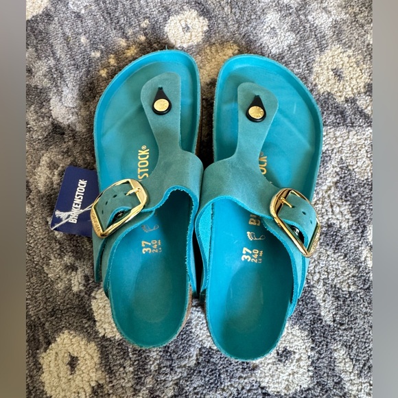 Birkenstock Shoes - Like New Birkenstock Gizeh Oiled Leather Big Buckle Biscay Bay Sandals